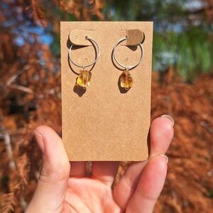 Honey Citrine Sterling Silver Hoop Earrings ~ Gemstone Jewelry